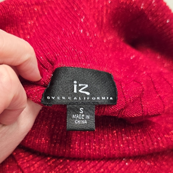 Byer California Vibrant Shimmery Red Cowl Neck Sweater - Picture 9 of 9